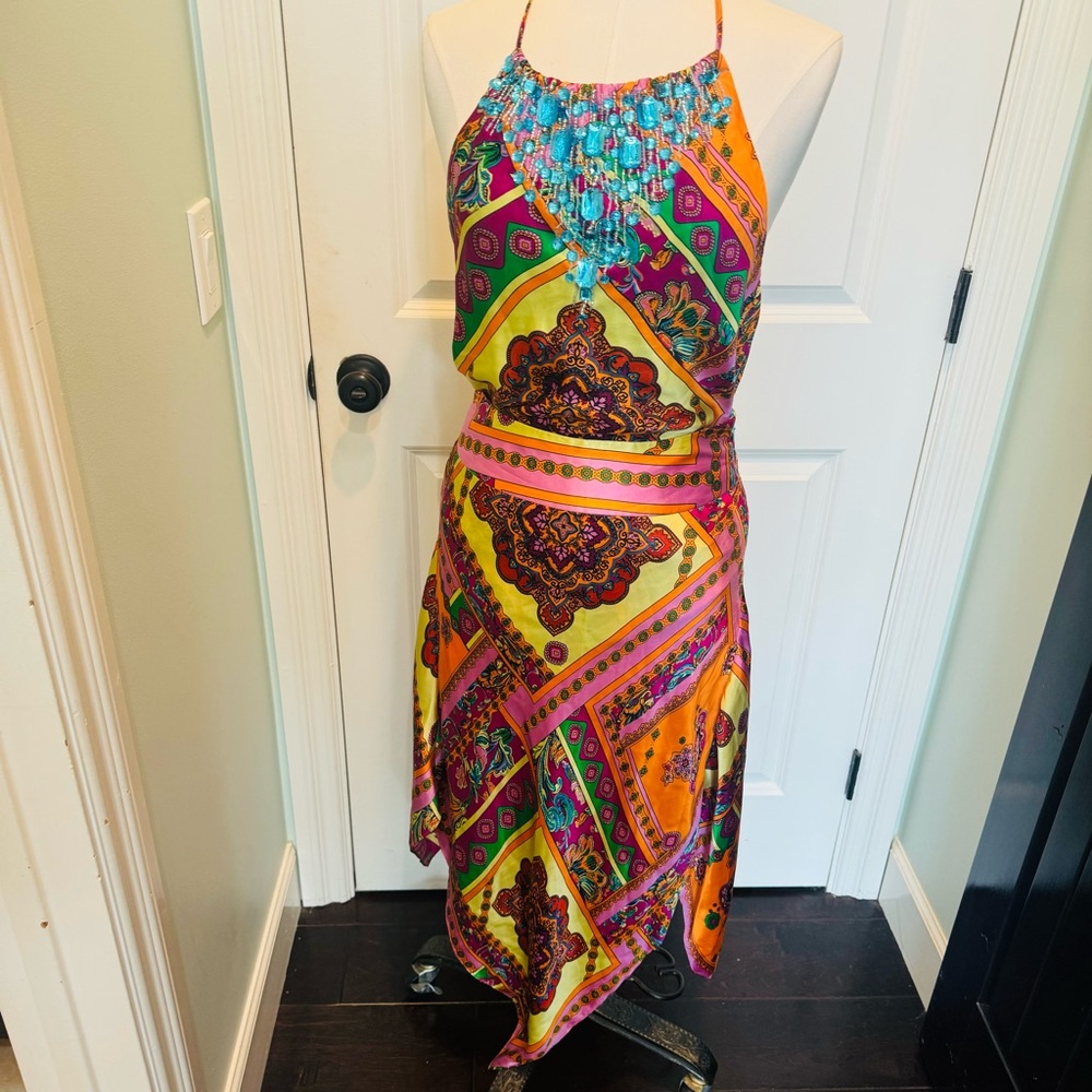 Brand new never worn Andrea Behar for boston proper jeweled 2pc halter & skirt